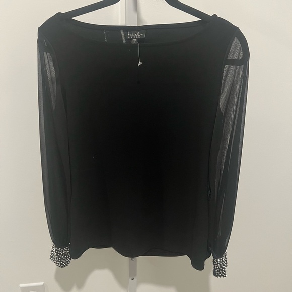 NWOT / NICOLE MILLER / Crew Neck Sheer Long Sleeve Tee / S - Picture 2 of 6